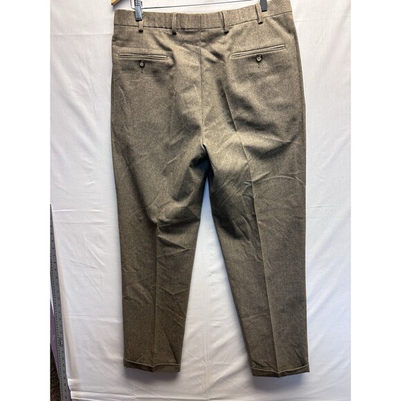 Brooks Bros 346 Madison Men’s Wool Dress Pants 36x34 Pleated Cuffed Dark Taupe - Picture 6 of 8